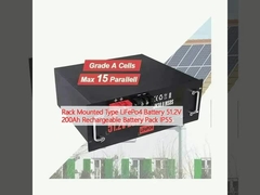 แบตเตอรี่ LiFePo4 แบบติดเรค 51.2V 200Ah แบตเตอรี่ที่สามารถรีชาร์จได้ IP55