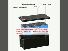 แบตเตอรี่ไอออนลิตยูมประสิทธิภาพสูง ประมาณ 12V 200ah ด้วยชั้นคุ้มกัน IP 55