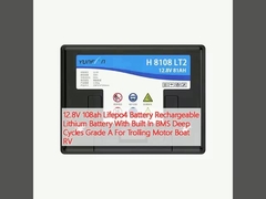 12.8V 108ah Lifepo4 แบตเตอรี่ แบตเตอรี่ลิตยูมที่สามารถชาร์จใหม่ได้ พร้อมกับ BMS Deep Cycles เกรด A สําหรับการทรอลลิ่ง รถขนส่งเรือมอเตอร์